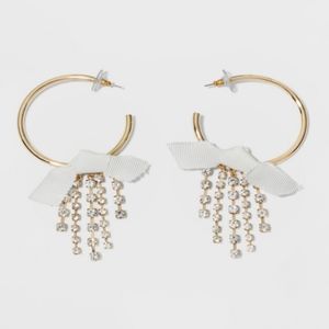 🎄 Baublebar Crystal Gold Tone Hoop Earrings Bows